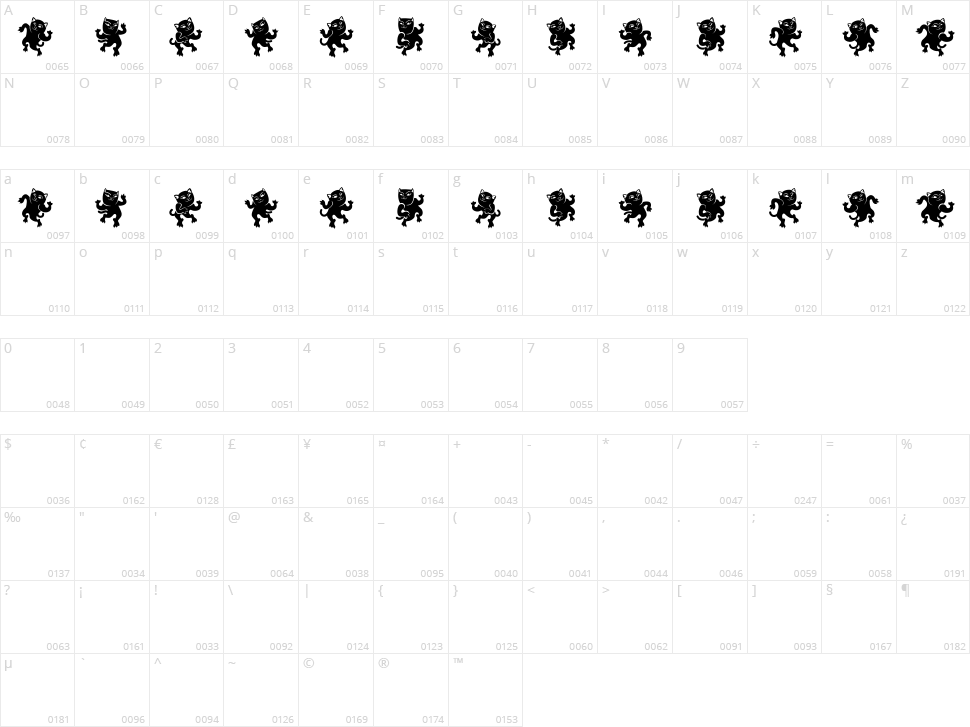 Dancing Cat Character Map