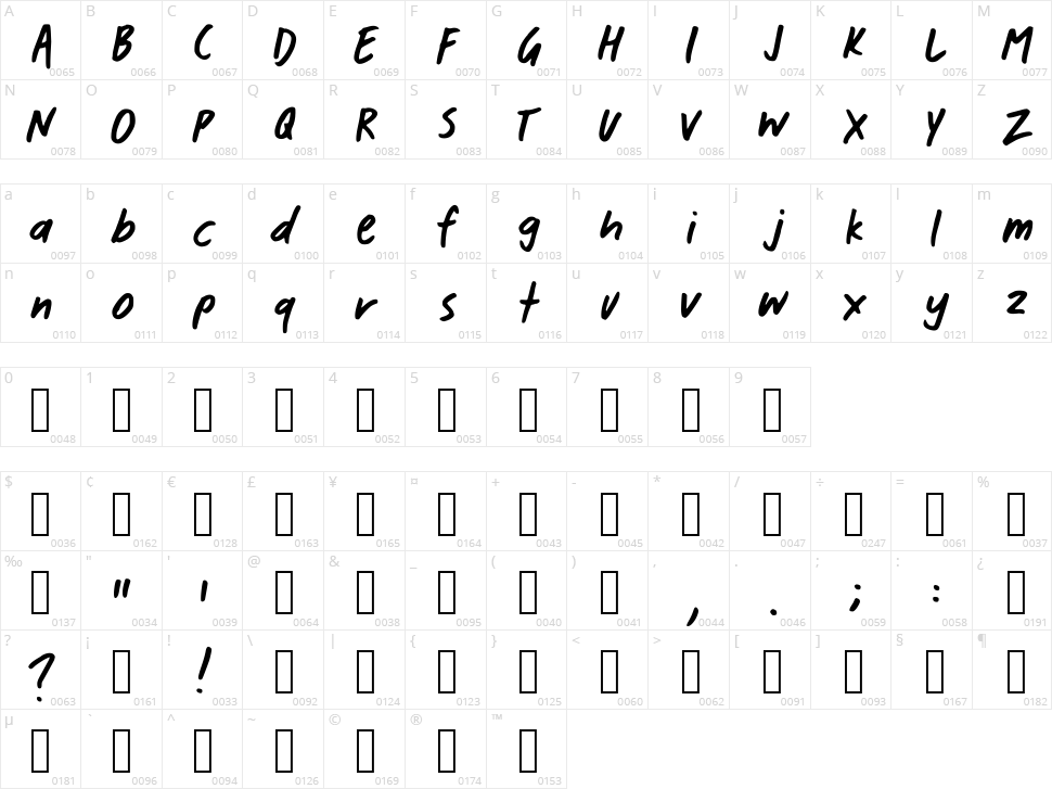Daniel Sans Character Map