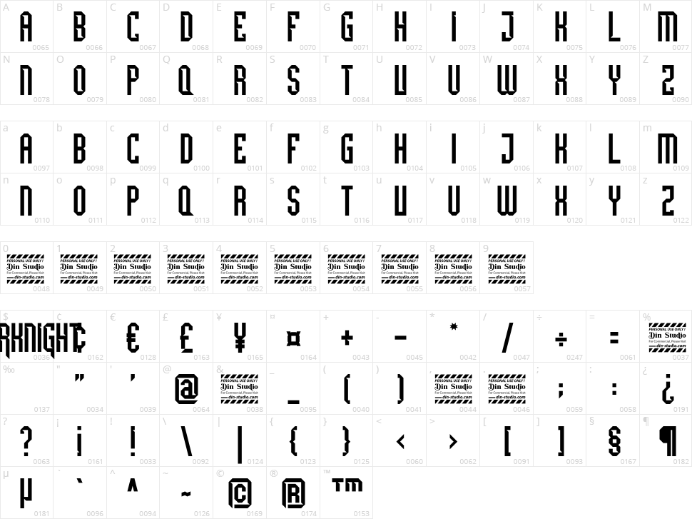 Darknight Character Map