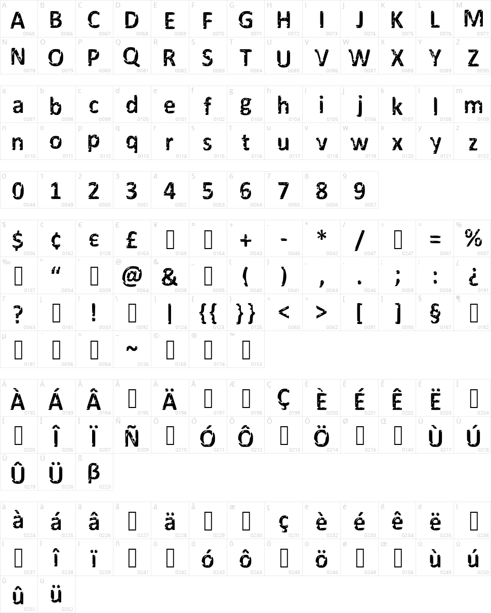 Darks Calibri Remix Character Map