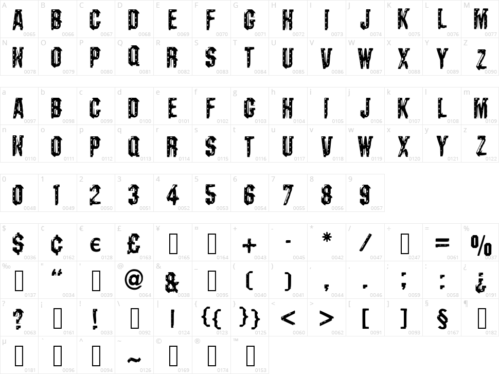 Darks CF Machine Character Map