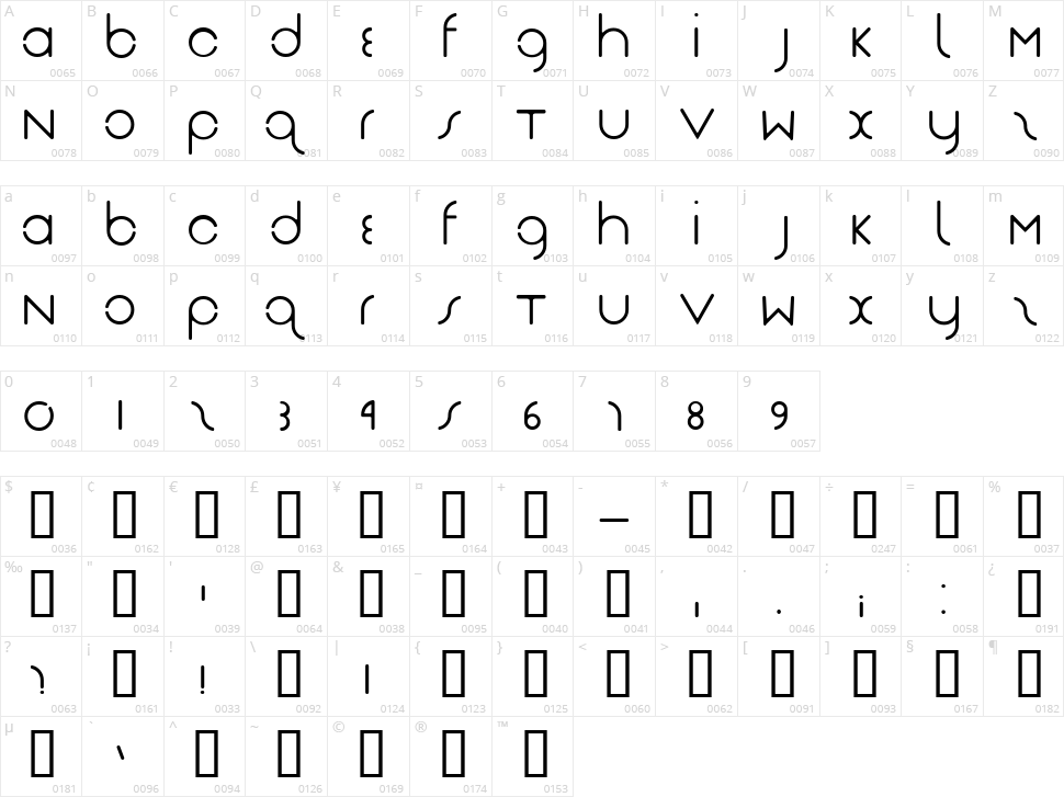 DasReicht Gut Character Map