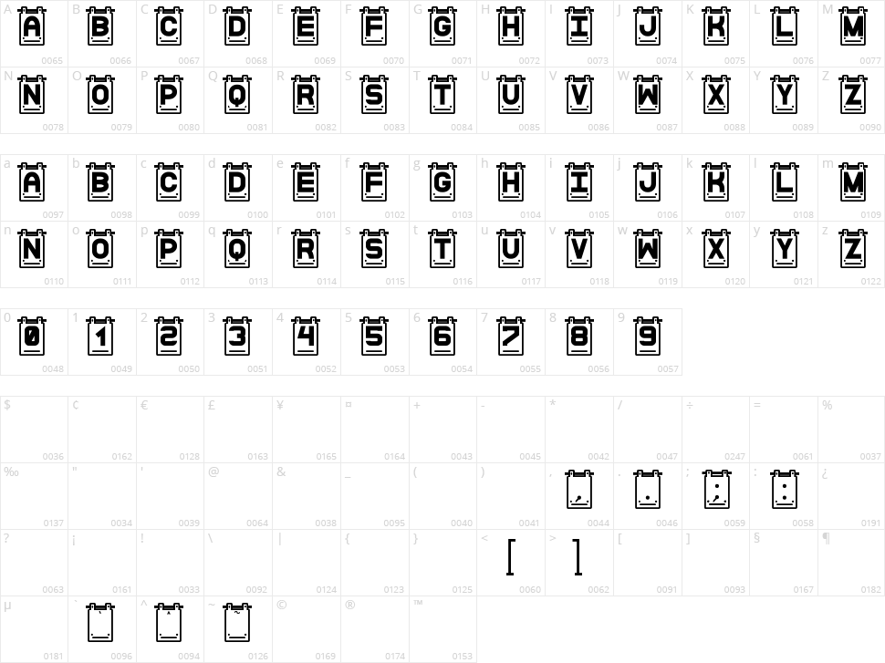 Data Cards St Character Map