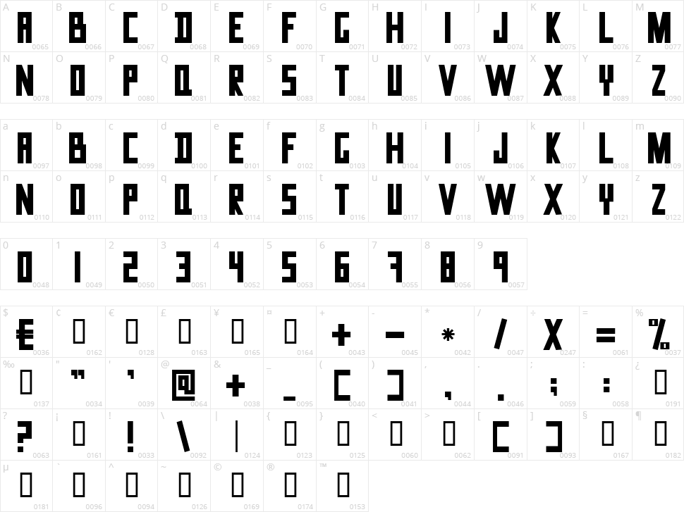 Data Trash Character Map