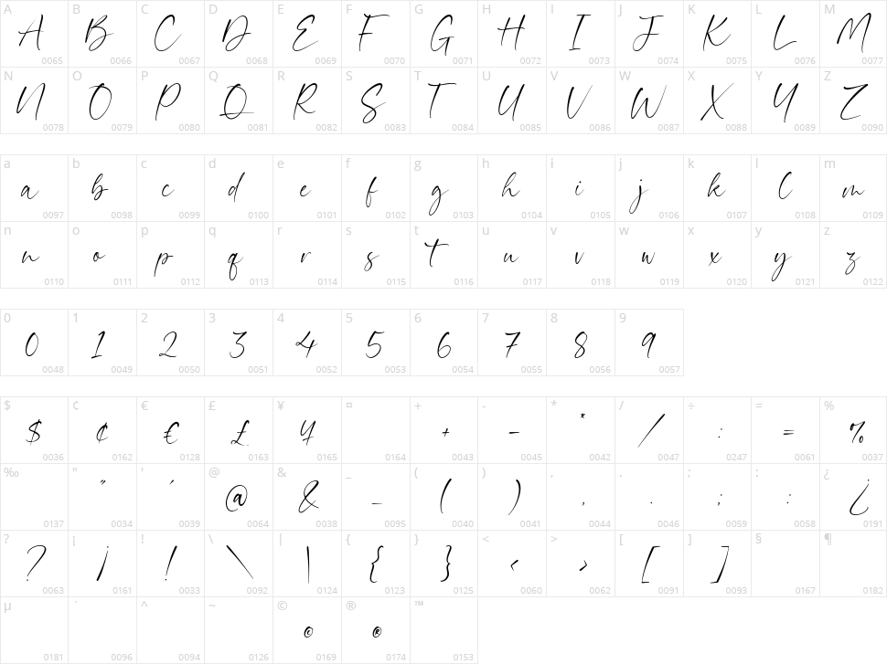 Daytimes Character Map
