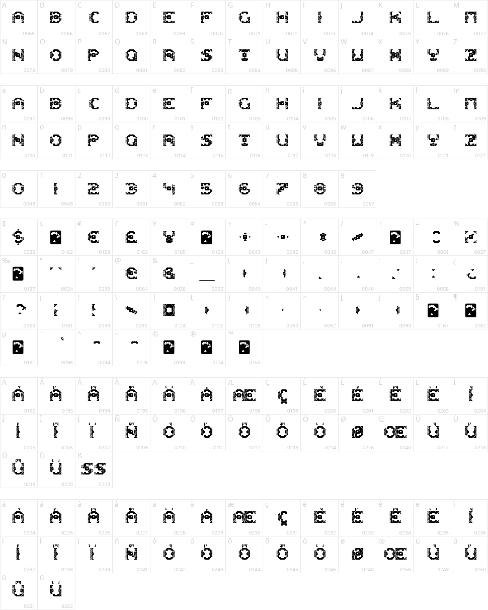 Dazzle Ships Character Map