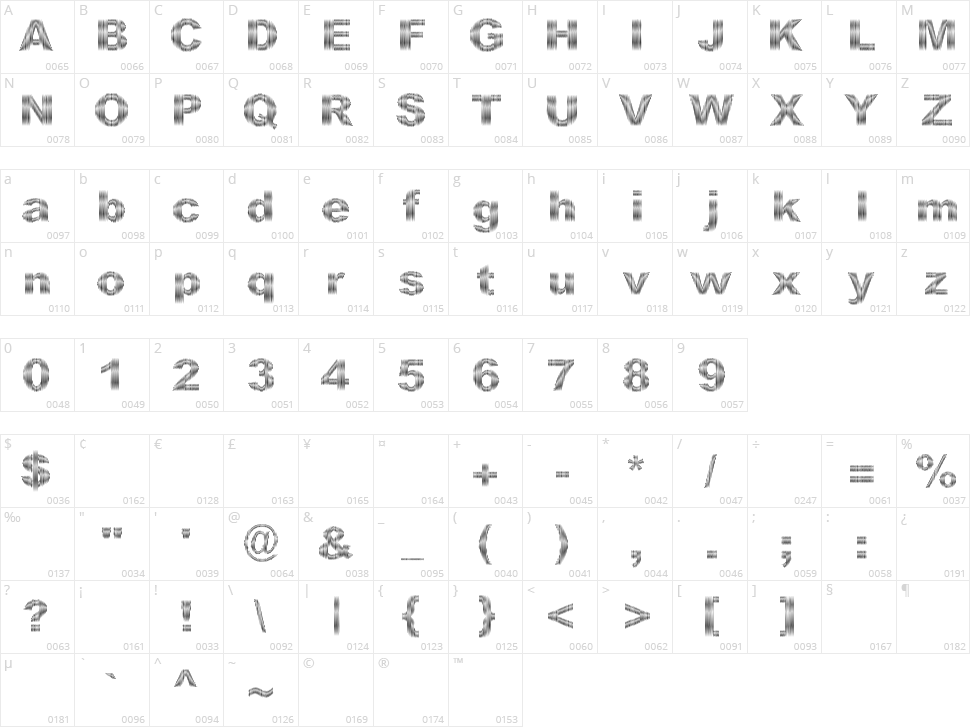 DCC Stripes Character Map