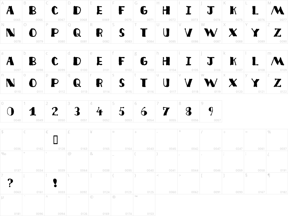 Deco Freehand Character Map