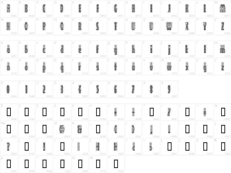 Deeter Character Map