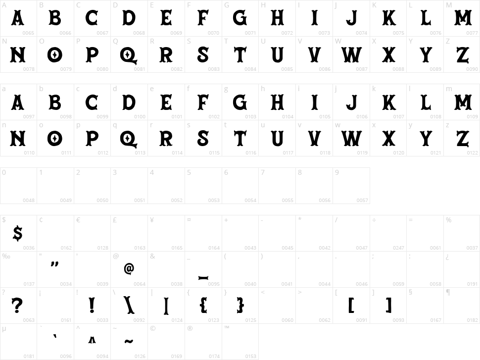Dehors Character Map
