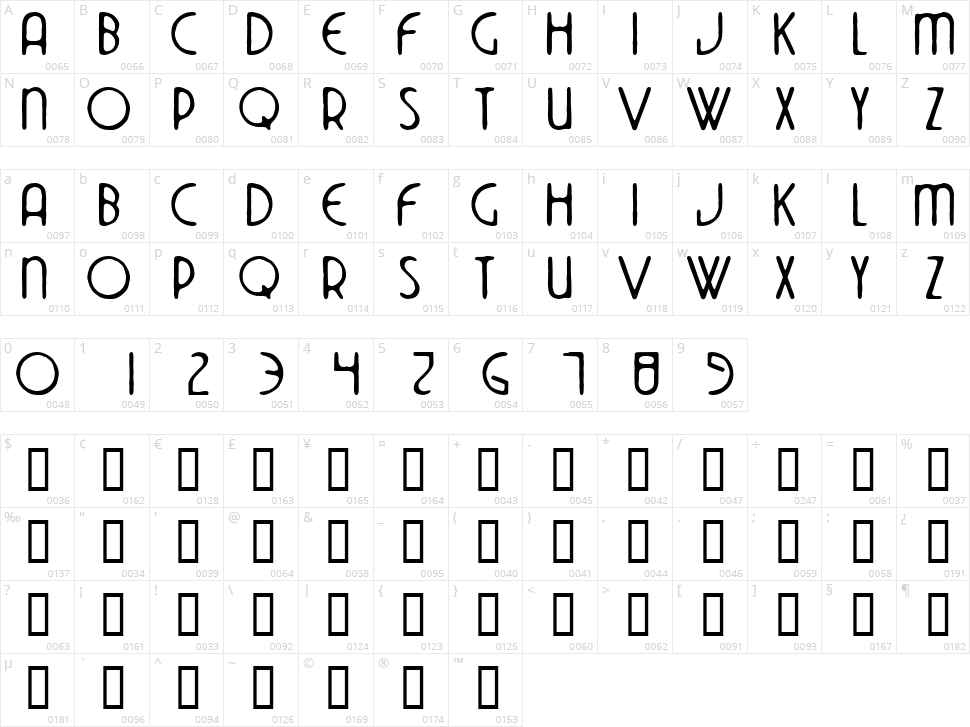 DekoSide Character Map