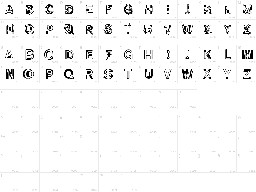 DeKunst Initialen Character Map