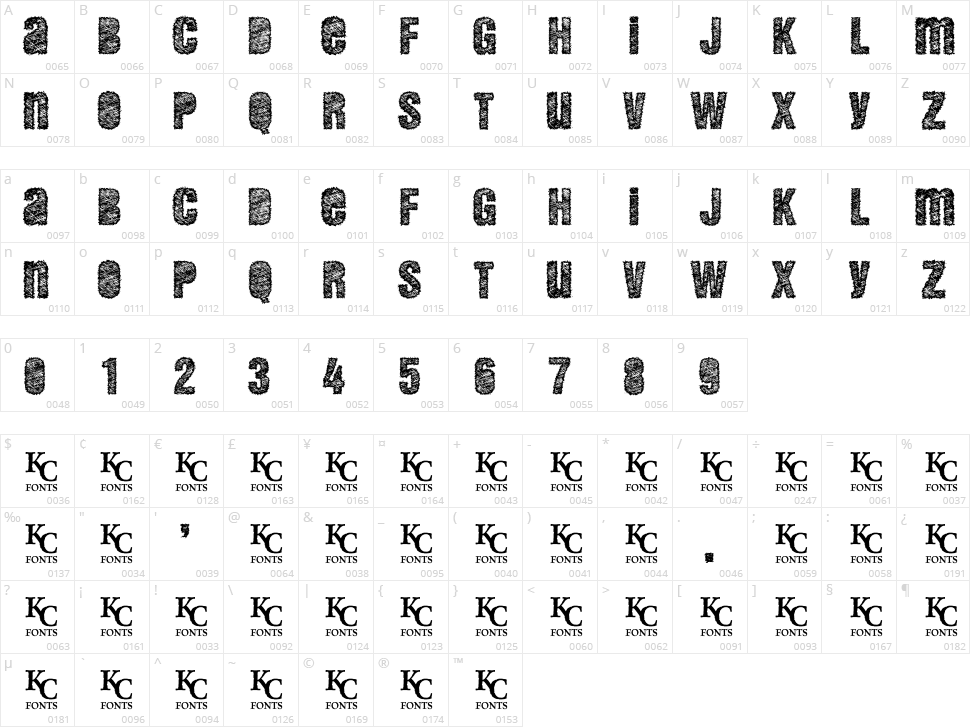 Demento Character Map