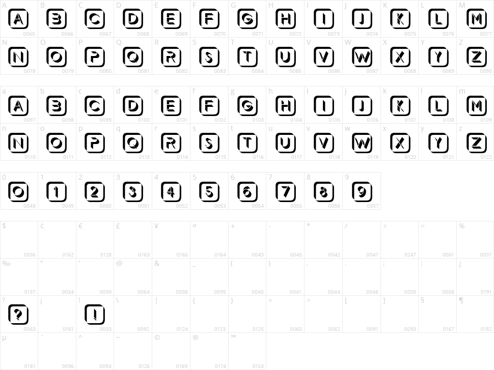 Demode Capitals Character Map