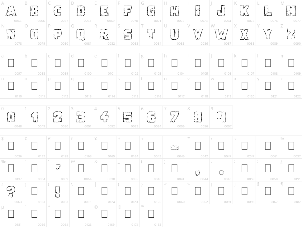 Demolition Crack Character Map