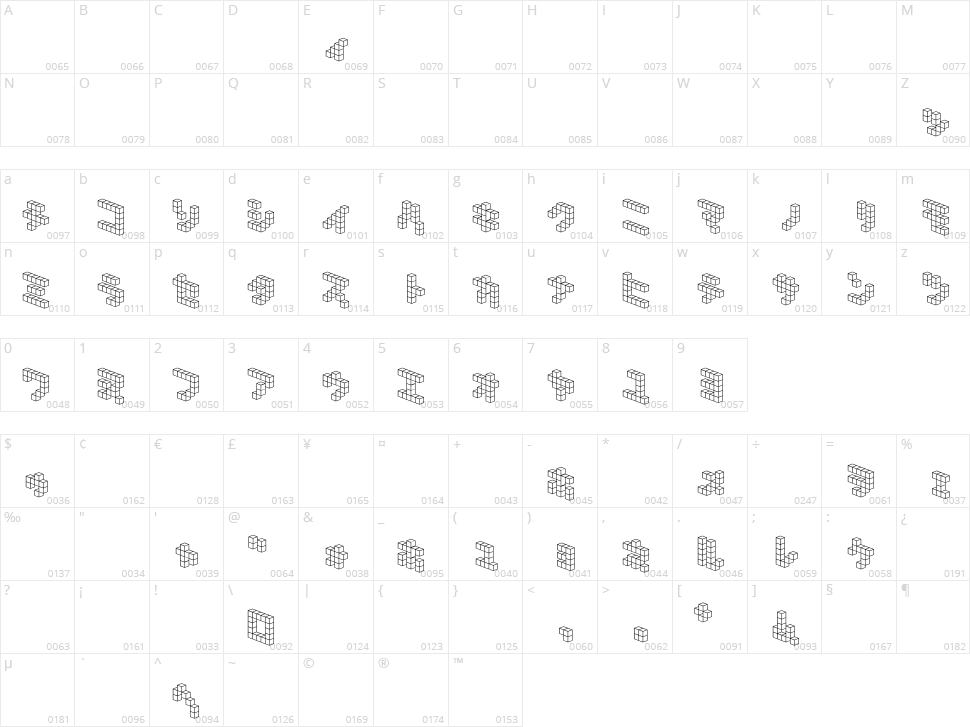 Demon Cubic Block NKP Character Map