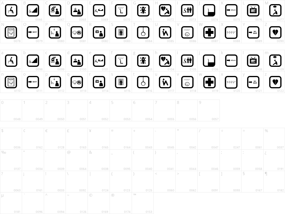 Depressive Icon Character Map
