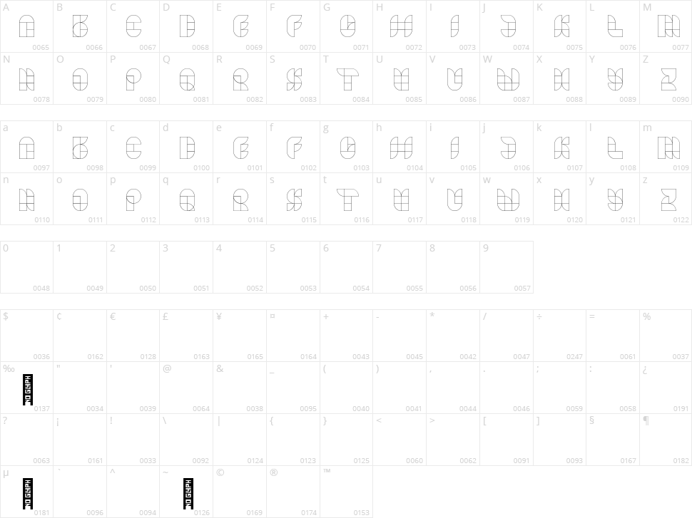 Designkwartier Line Caps Character Map