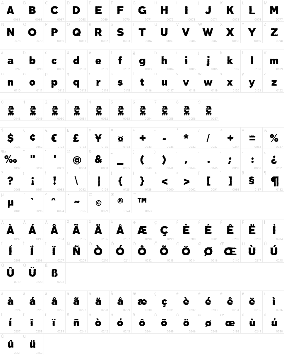 Deslucida Character Map
