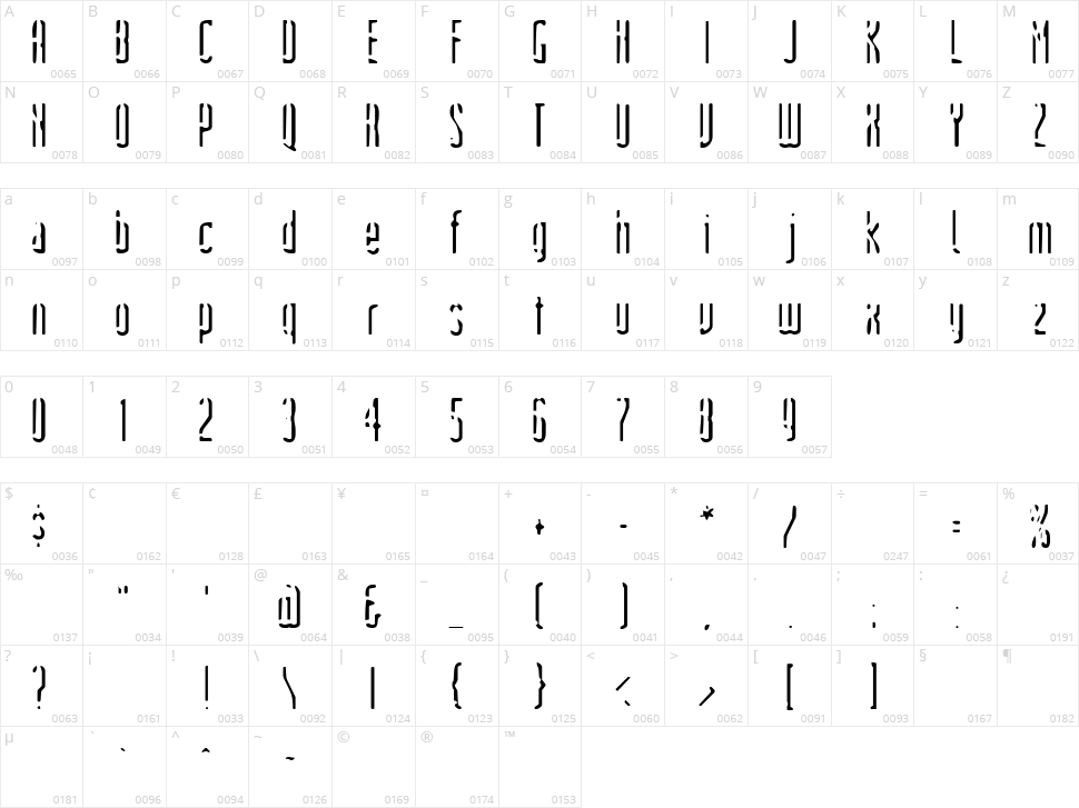 Devil's Handshake Character Map