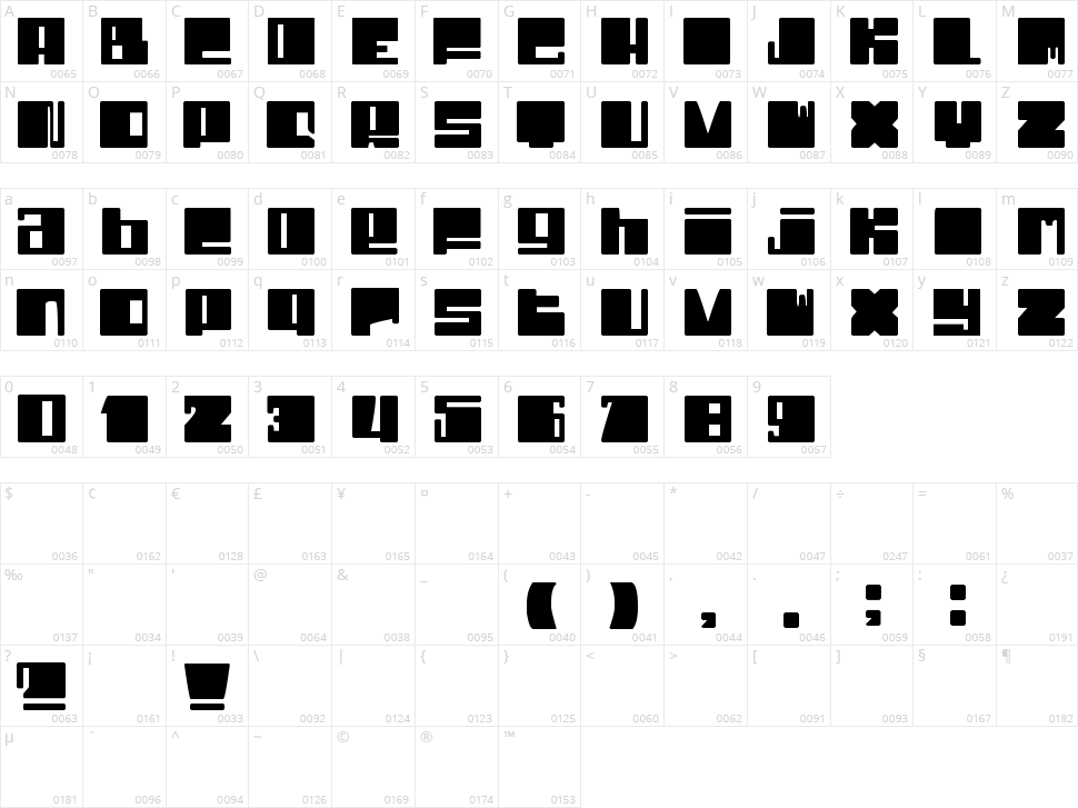 Dhe Cruncy Character Map