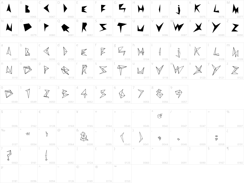 Diamond D Character Map