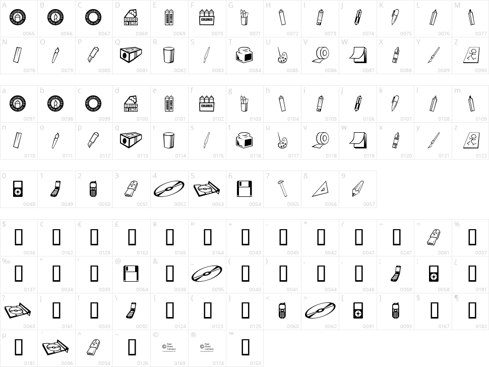 Dibujos en Linea Character Map