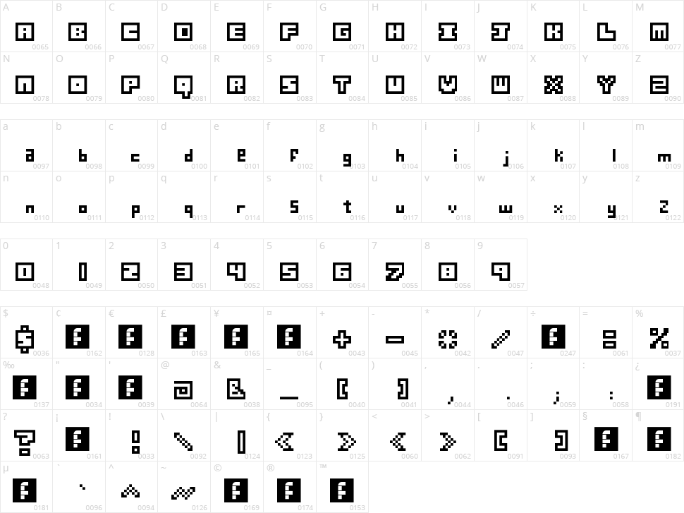 Digiffiti Character Map