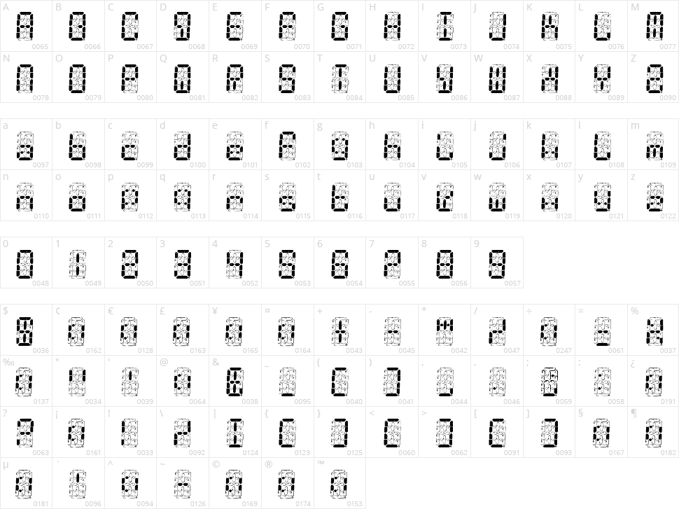 Digital Dust Character Map