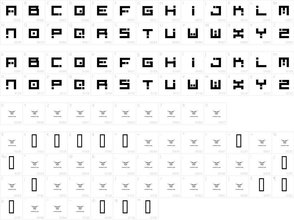 Digital Firebomb Character Map