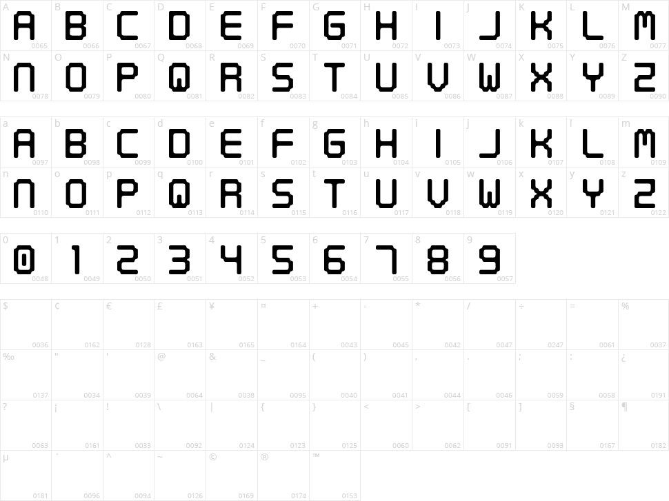 Digital Tech Character Map