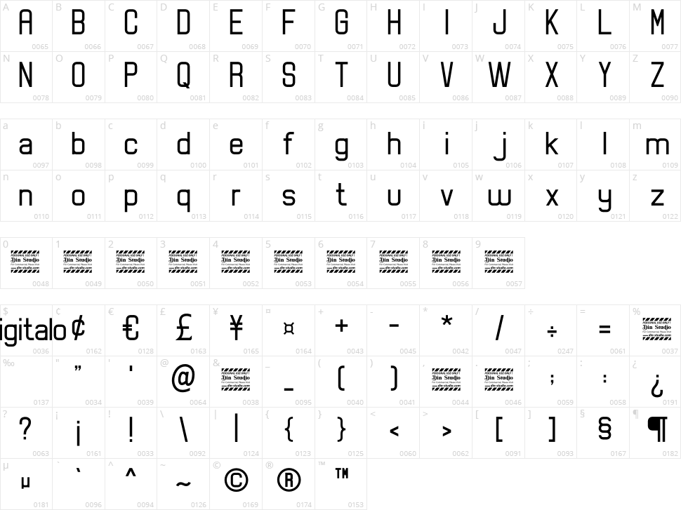 Digitalo Character Map