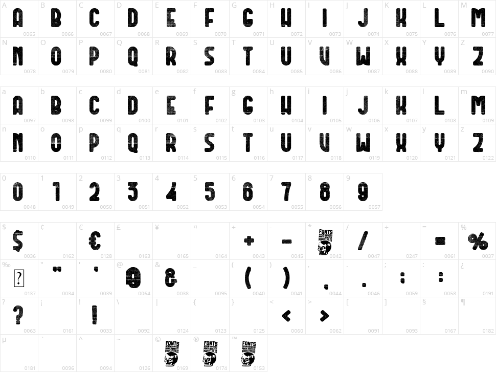 Dirty Deco Character Map