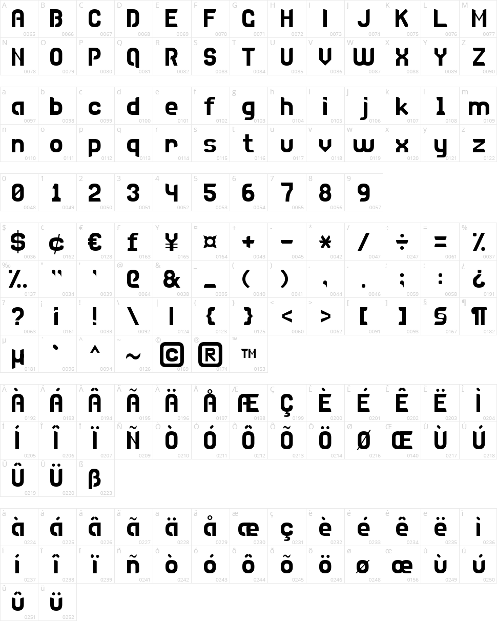 Disco 7 Character Map