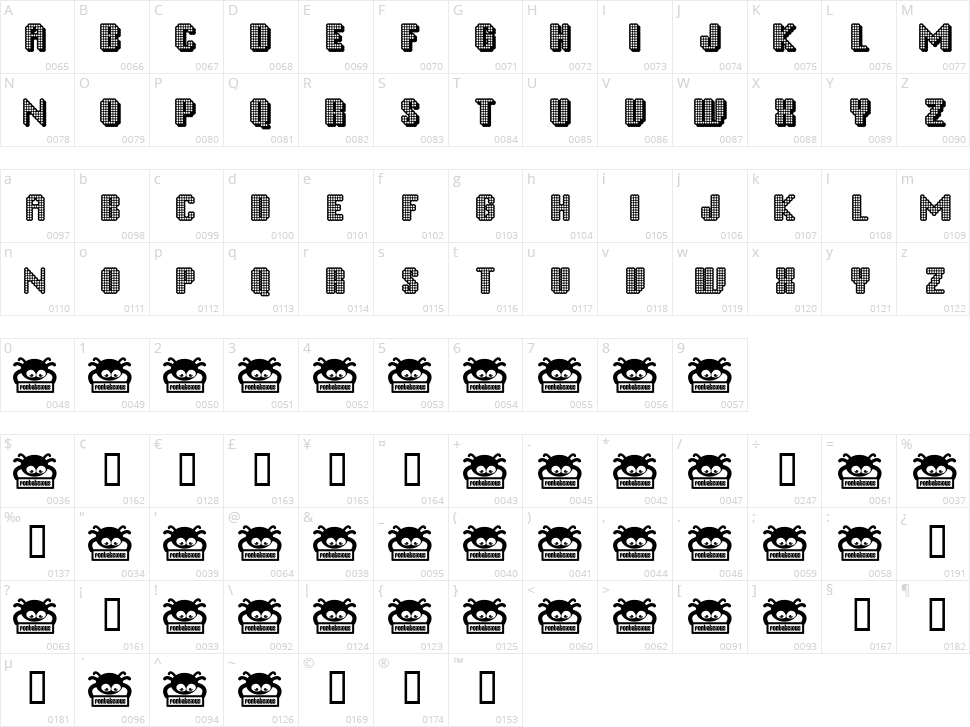 Disco Inferno Character Map