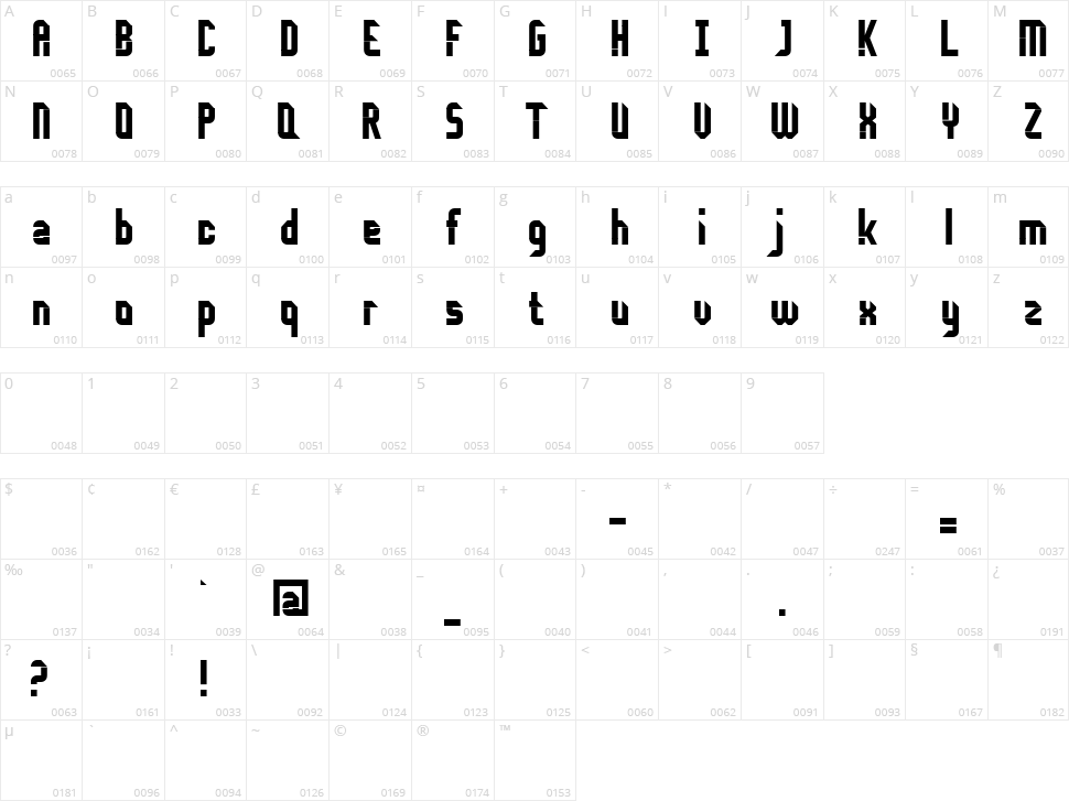 Disembody Character Map