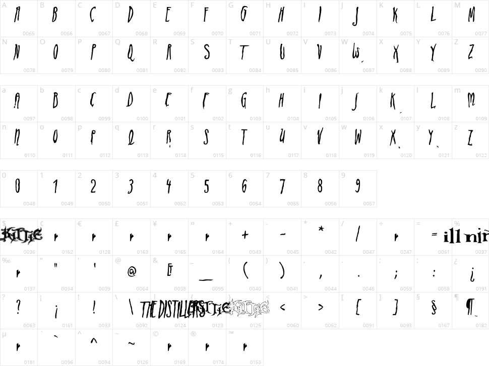 ADIstiLleRS Font Character Map