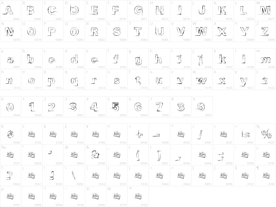 Distopia Black Outlines Character Map