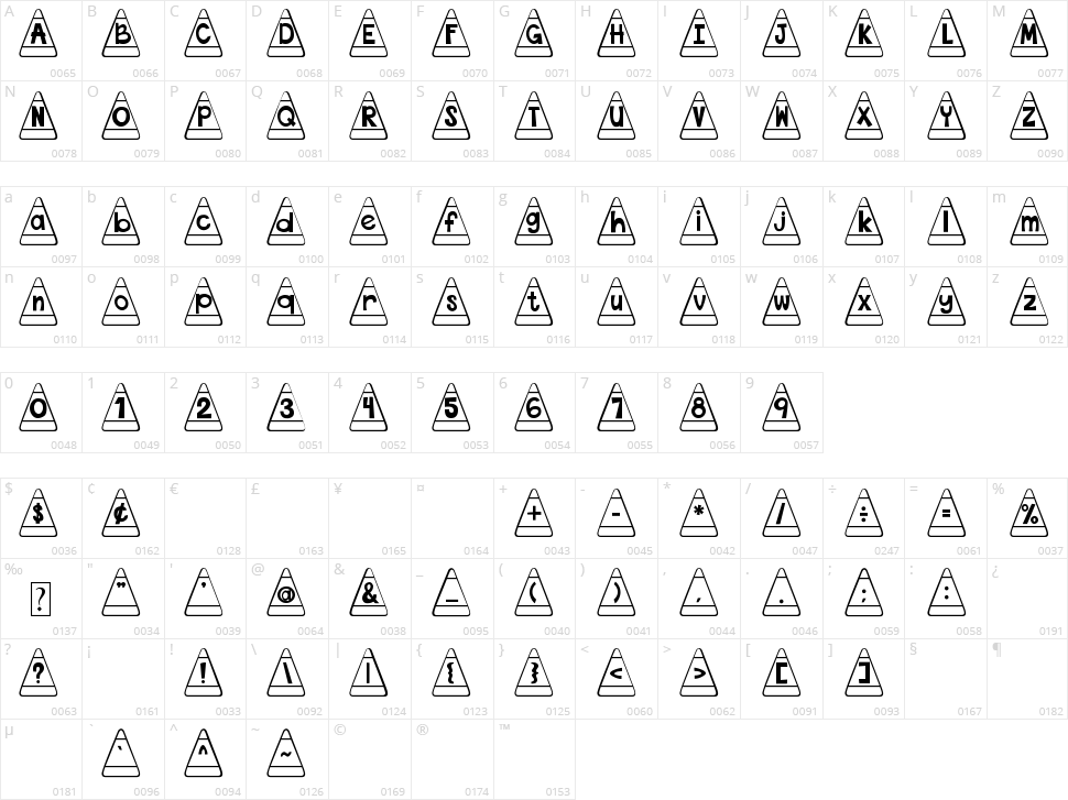DJB Candy Corn Font Character Map