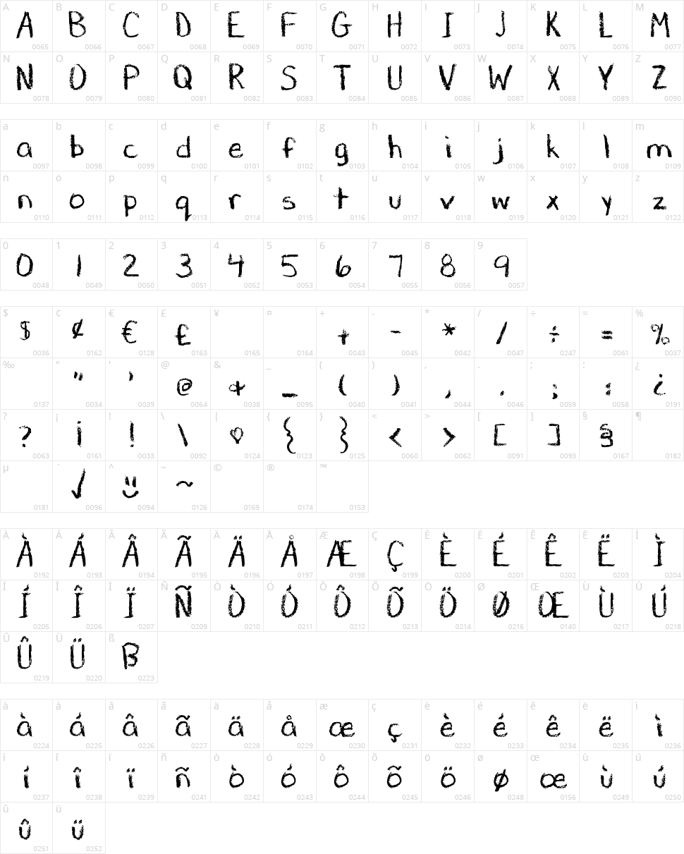 DJB Chalk It Up Character Map