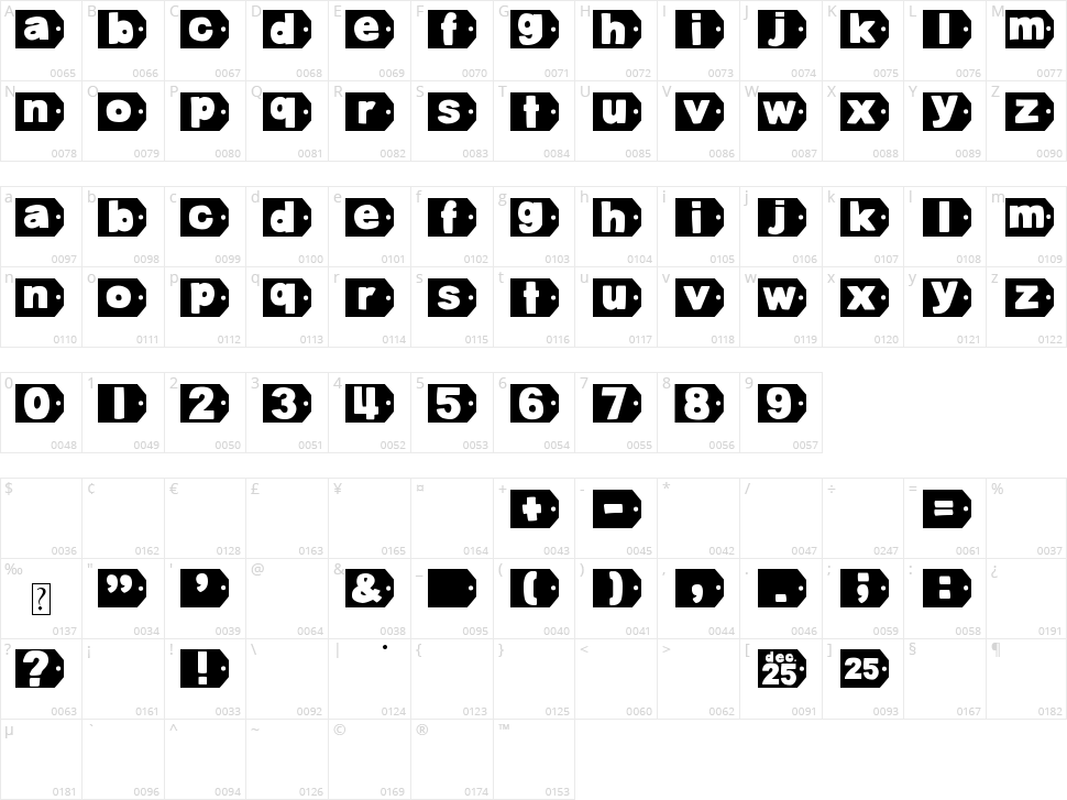 DJB Tagged Again Character Map