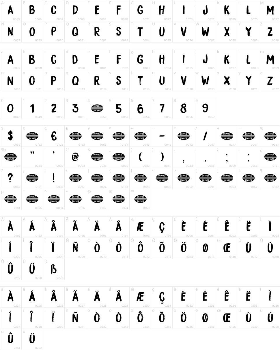 DK Bocadillo Character Map
