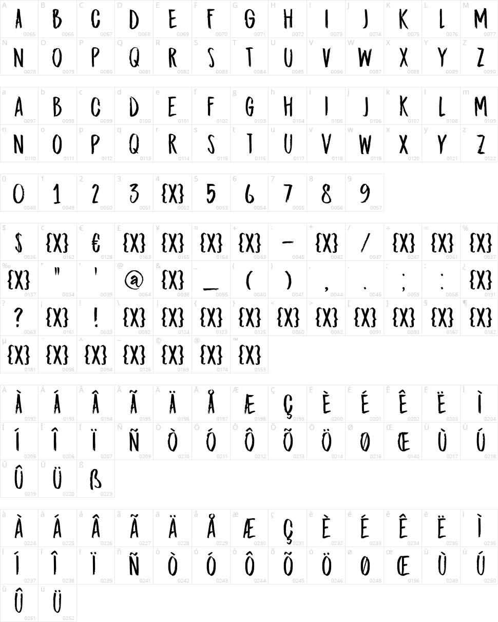 DK Midnight Chalker Character Map