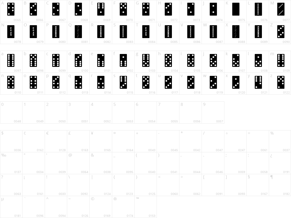 FE Dominoes Character Map