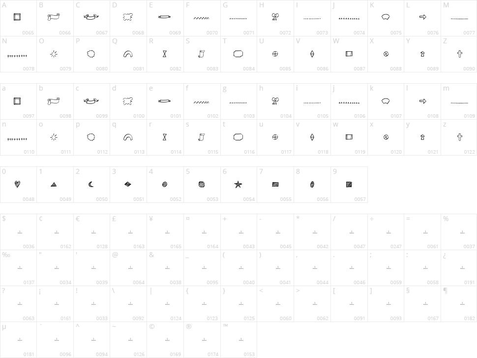 Doodle Shapes Character Map