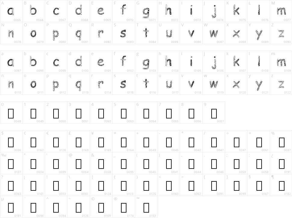 Doodlowers Character Map