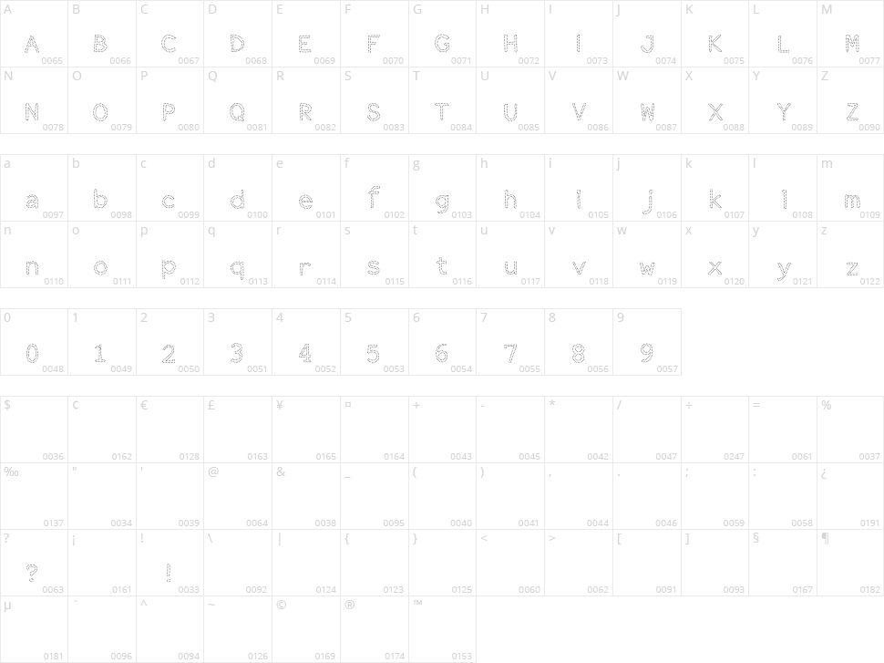 Dot Outline Character Map