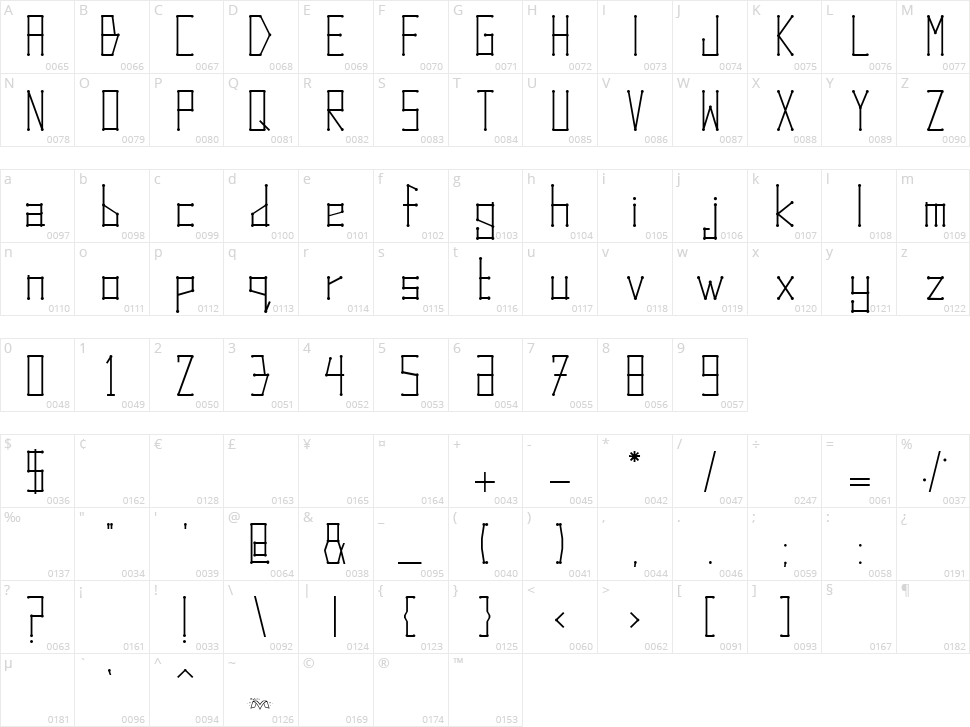 Dots and Lines Character Map