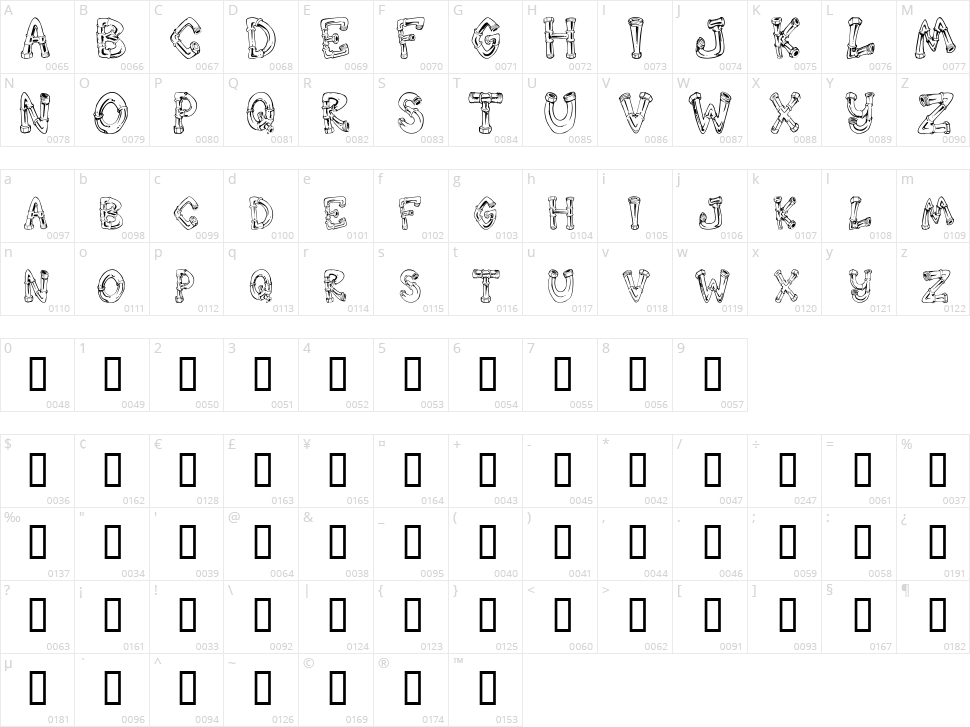 Down the Drain Character Map