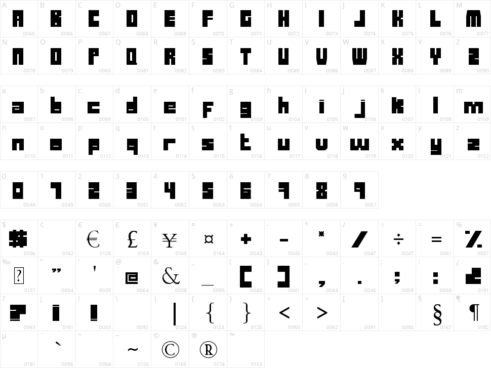 Duck-esa Character Map